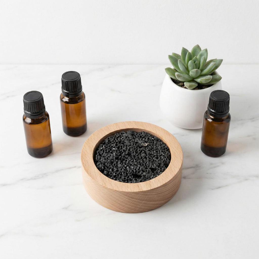 5 Pcs Small Passive Lava Rock Diffuser Essential Oil Aromatherapy Stone Compact Wood Bas, Desk, Car and Gifts