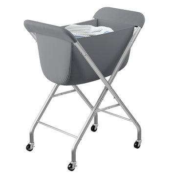 Laundry Basket with Wheels, Collapsible Laundry Hamper, Gray