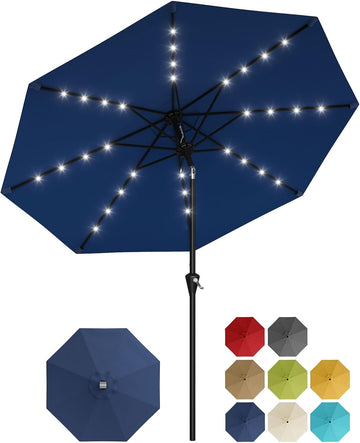 9FT Solar Patio Umbrella with 32 LED Lights