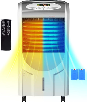 Air Cooler and Heater, 5-in-1 Portable Evaporative Air Cooler w/Anion Function, 8H Timer, 3 Modes & 3 Speeds