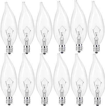 E12 Candle Light Bulbs,40W Candelabra, E12 B10 Clear Candle Base Bulb with Warm White 2700K, 600 Lumen Dimmable
