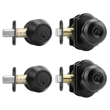 Matte Black Entry Door Locksets with Deadbolt 2 Pack