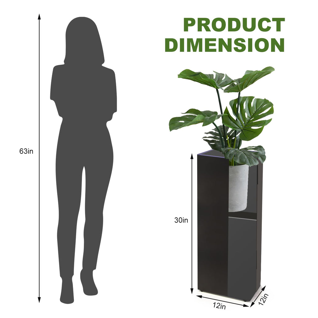 Metal Planter Box Rectangular Block -30 ×12×12IN No Installation Required Galvanized Steel Tall Box Planter Modern