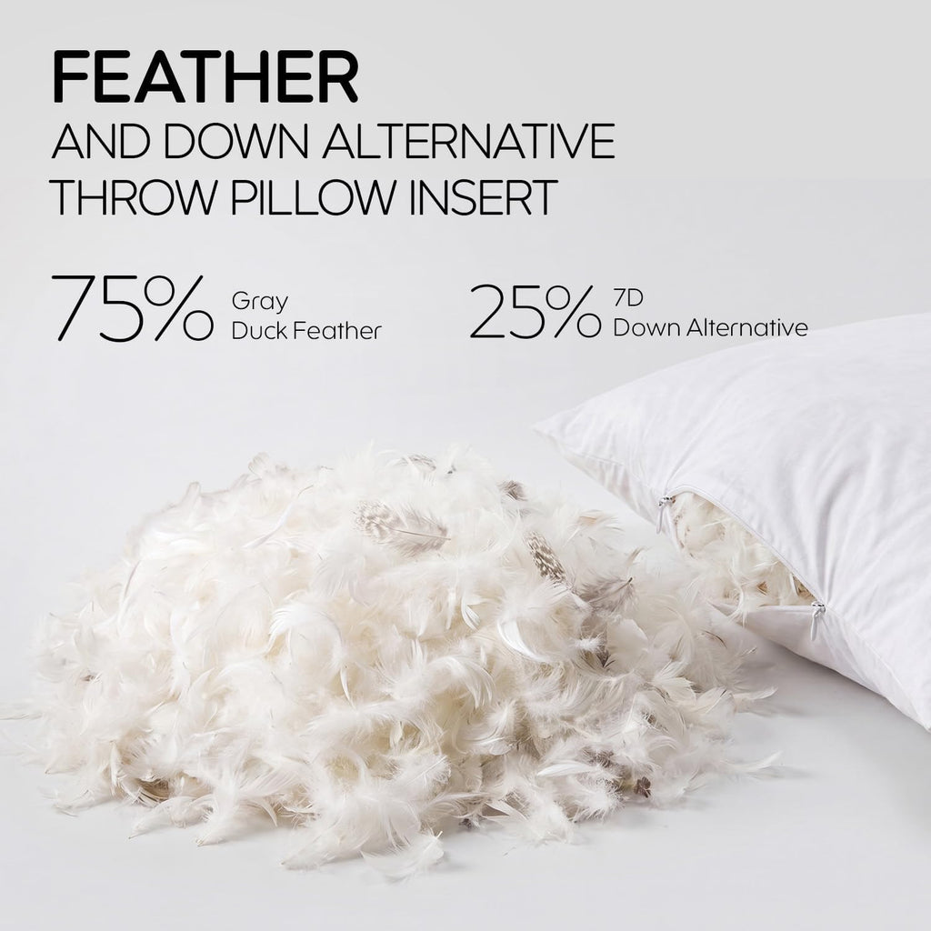 22x22 Feather Throw Pillow Insert, Decorative Pillow Insert for Covers, Fuller Fit with Soft Support for Bed and Couch