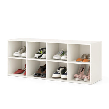 Shoe Bench 8 Cubes, 40" Entryway Bench with Storage, 8-Cubby Shoe Rack, Shoe Organizer Storage Cabinet, Mudroom