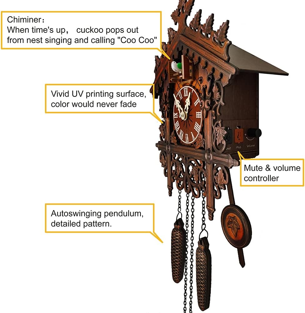 JoonieHouse Traditional Black Forest Cuckoo Clock, Newly Wood Coo Coo Clock Decorative Wall Clock with Pendulum and Chiming Function -...