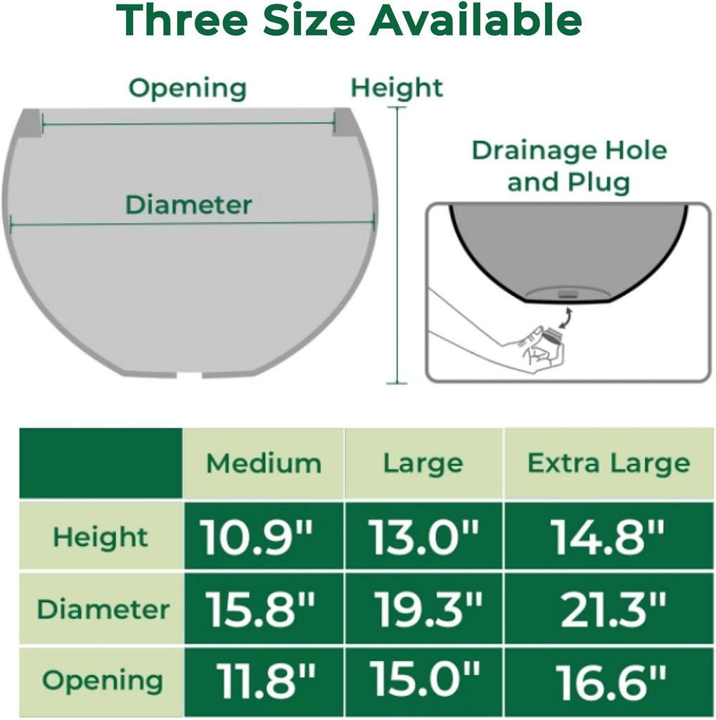 19.3"Dia x 13"H Large Fiberstone Sphere Planter, White Round Pot | 15" Opening, Drainage Hole & Plug, Wheathered