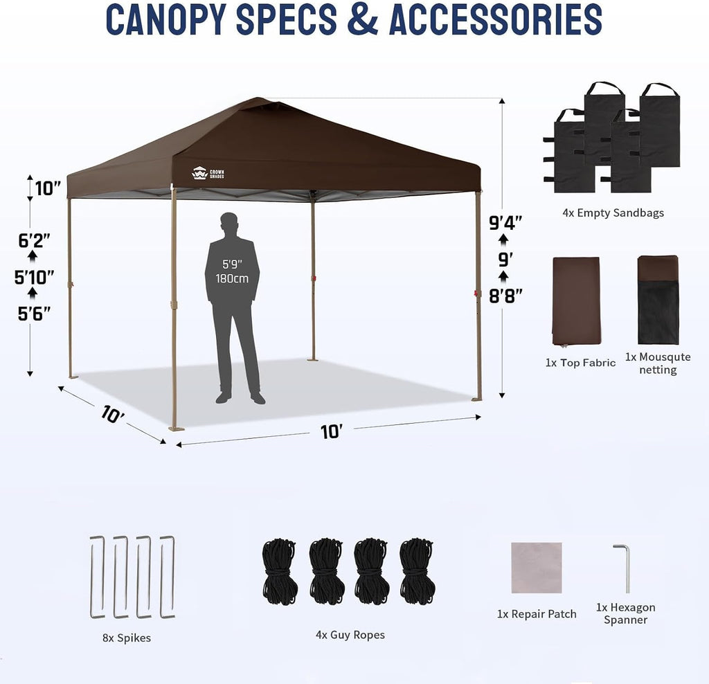 Gazebo 10x10 Pop Up Canopy with Mosquito Netting, Screen Tent with 4 Ropes, 8 Stakes