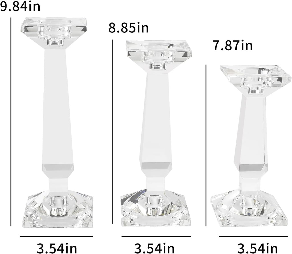Crystal Candelabra Set, Dual-Sided Candle Holder Reversible for Taper, Tealight & Pillar Candles 3-in-1 Versatile
