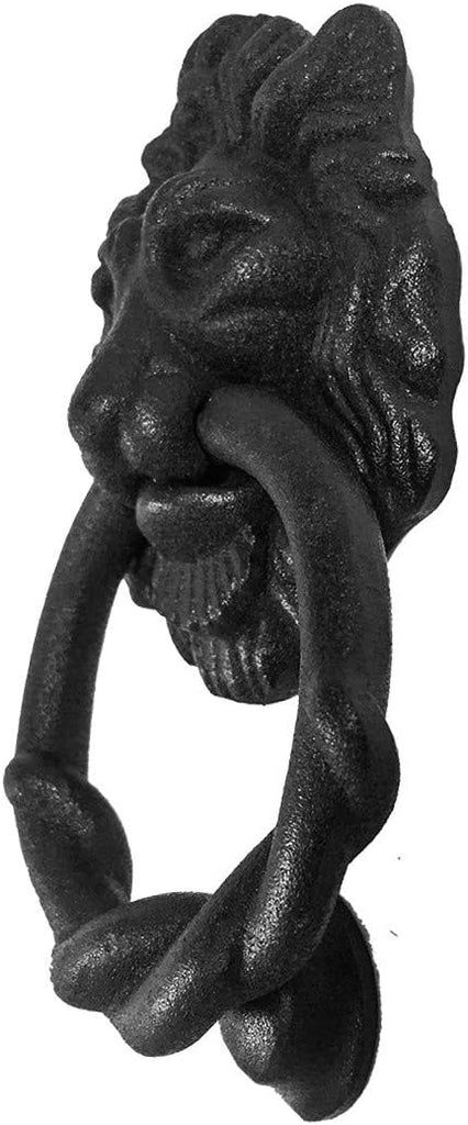 Cast Iron Lion Door Knocker Black Finish 6.25" Front Entry Hardware