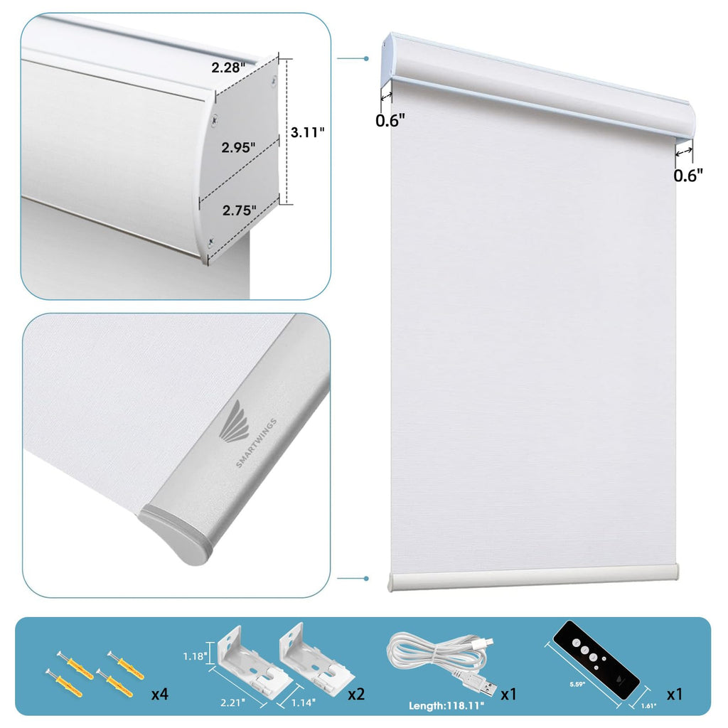 Z-Wave/Zigbee Smart Roller Window Shades, Essential White