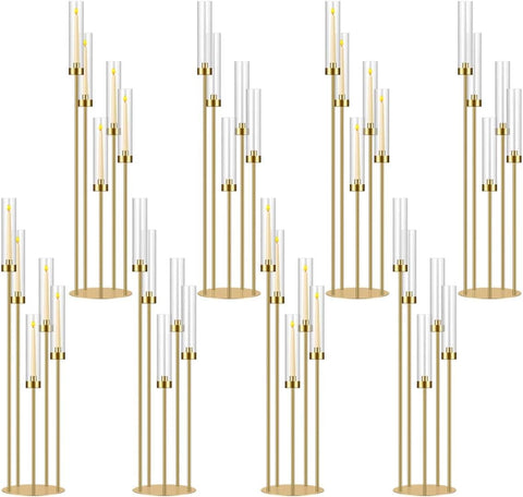 42.5in Gold Candelabra Centerpieces for Tables Candlestick Holders Decor Wedding Centerpiece Table Decorations 5 arm