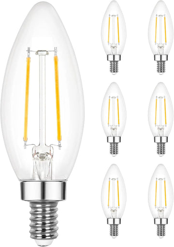 E12 LED Candelabra Bulb 40 Watt Equivalent, Dimmable Chandelier Light Bulbs 5000K Daylight, B10 Candle Bulbs for Chandelier, 3W, 300LM, 6 Pack