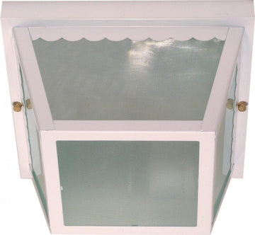 Metal Frame Carport Flush Mount with Textured Frosted Glass, White