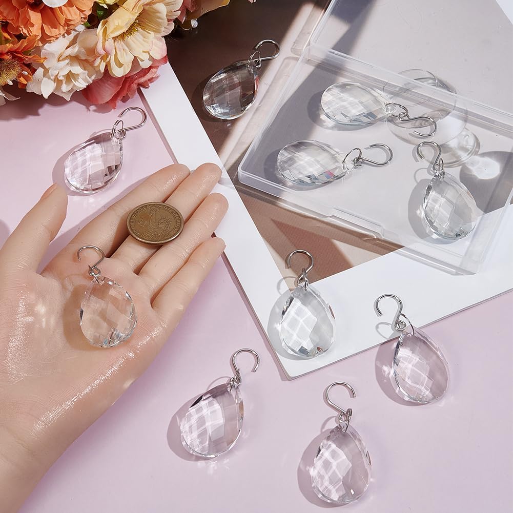 1 Box 10Pcs 38mm Crystal Sun Catcher Prisms Chandelier Crystals Replacement Clear Glass Teardrop Prism Suncatcher