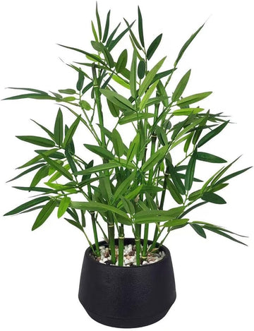 18-inch Tall Potted ARTIFICIAL Bamboo Plant (Black Pot) - Luxury Artificial Bamboo in black textures Pot , Counter