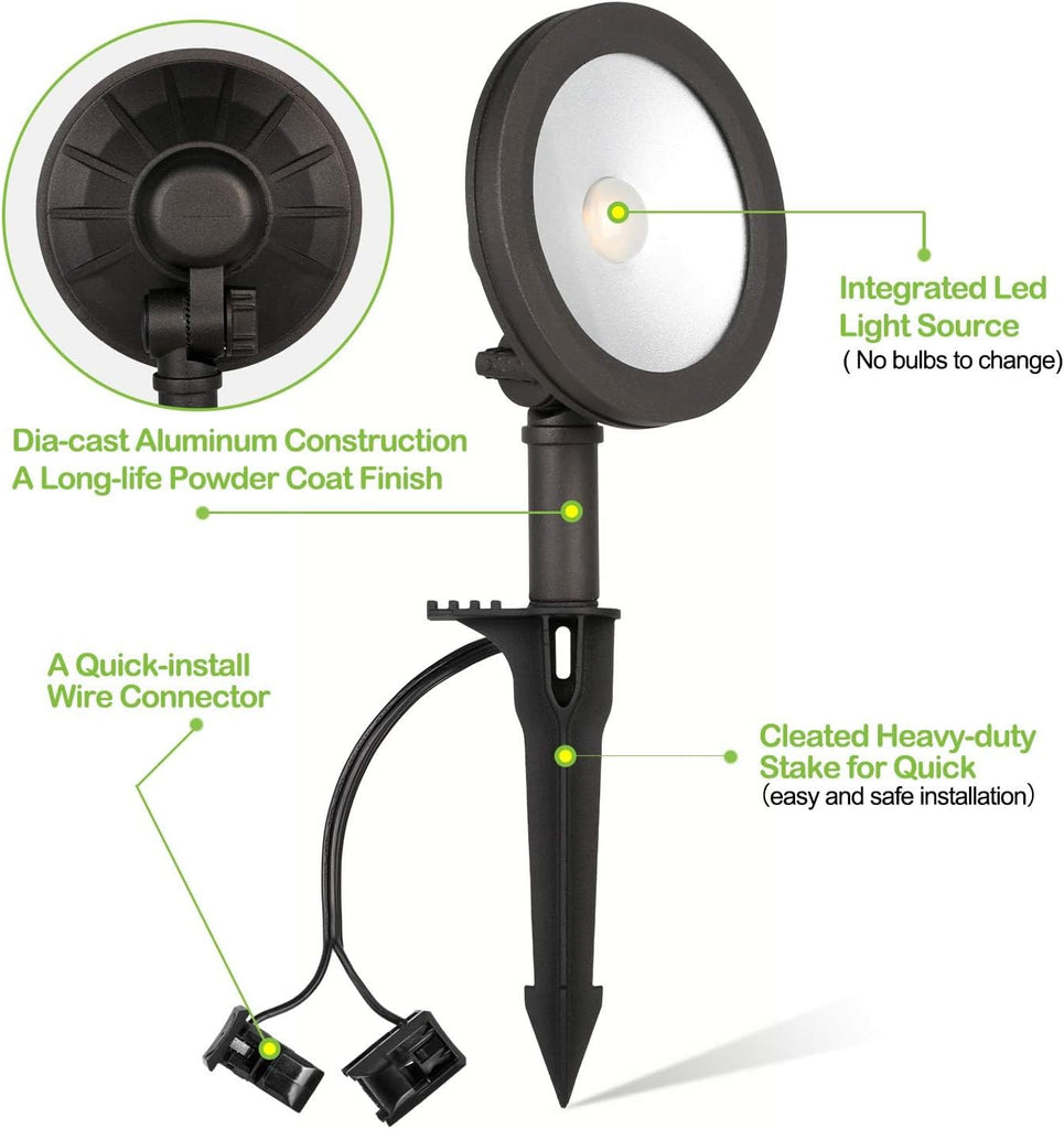 Low Voltage LED Landscape Wall Wash Light, Outdoor Spotlights | Die-Cast Aluminum, Waterproof Low Voltage Landscape
