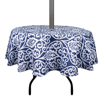 Outdoor Tablecloth Water Resistant Polyester Fabric Summer Table Cover with Zipper Umbrella Hole for