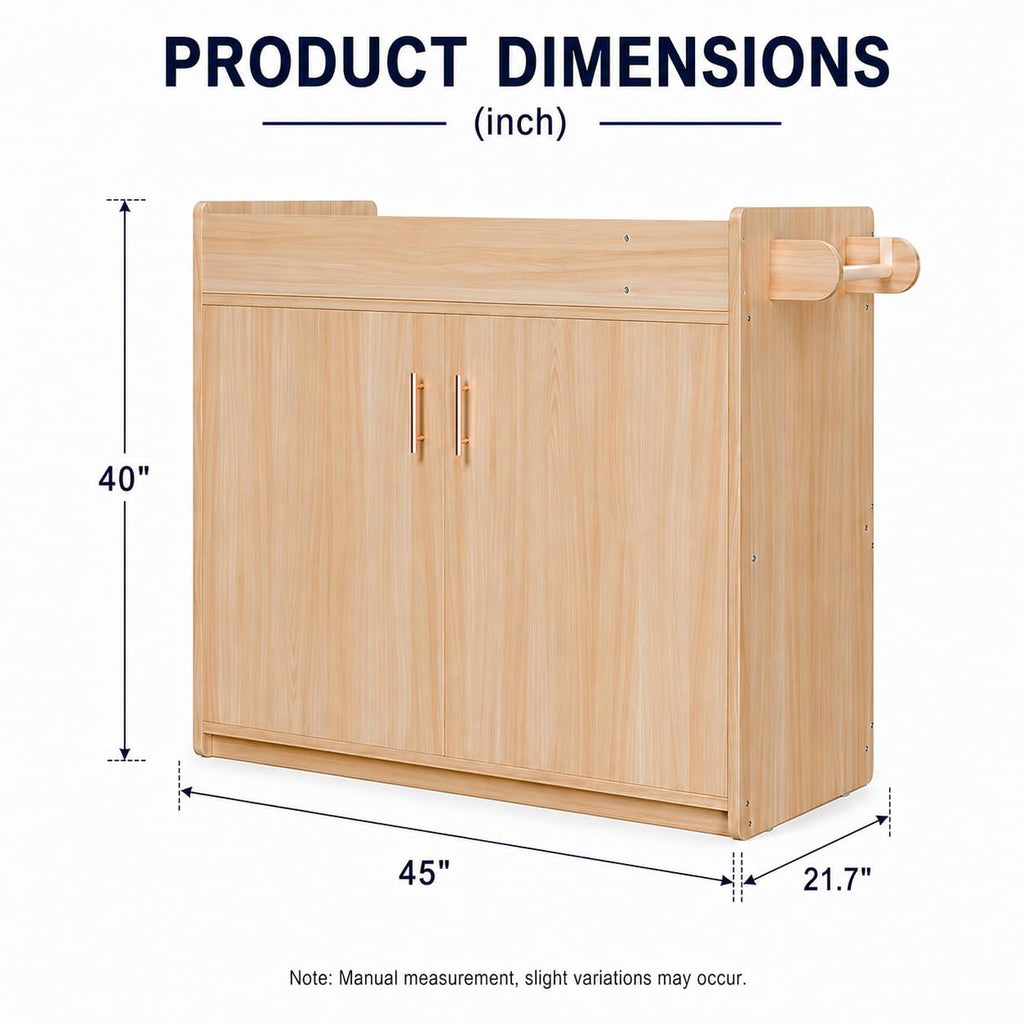 Daycare Diaper Changing Table with Removable & Washable Mattress Pad | Quiet-Close Doors & 2 Storage Cubbies |