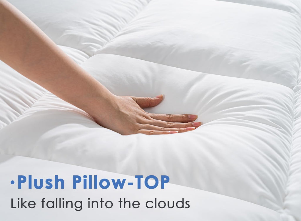 Mattress Topper Queen Cooling Pillow Top Thick Plush Pad Cover | Overfilled with 7D Down Alternative Extra Soft