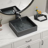 15 Inch Black Bathroom Vessel Sink, 15"x15" Black Vessel Sink Stainless Steel Above Counter Bathroom Sink 16 Gauge