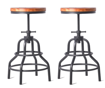 Retro Antique Industrial Design Metal Adjustable Height Bar Stool Chair Kitchen Dining Breakfast Chair Natural