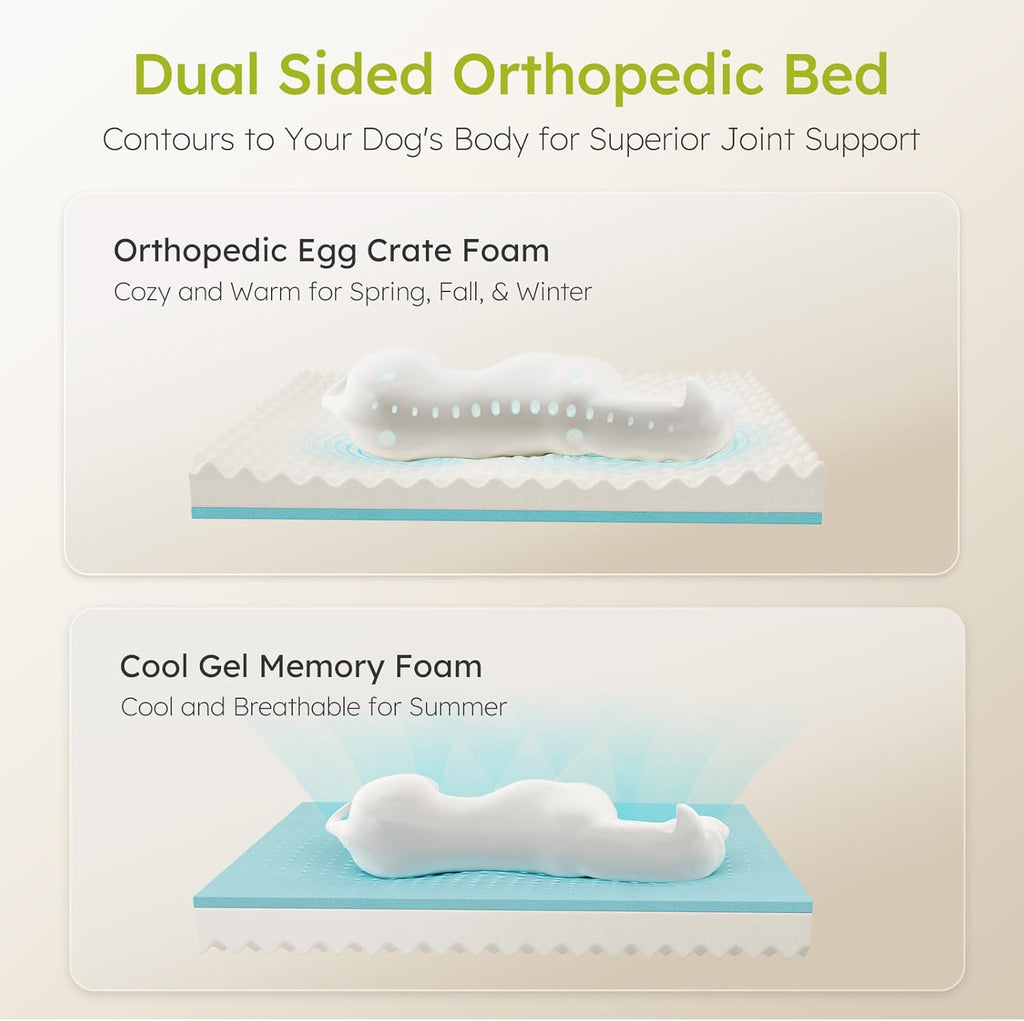 Extra Large Dog Bed, Orthopedic Dog Bed with Cooling Gel Memory Foam