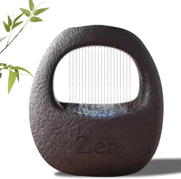 Tabletop Water Fountains, 7.8" Indoor Waterfall with 4-Color Relaxing Lights & Quiet Submersible Pump, Small Soothing