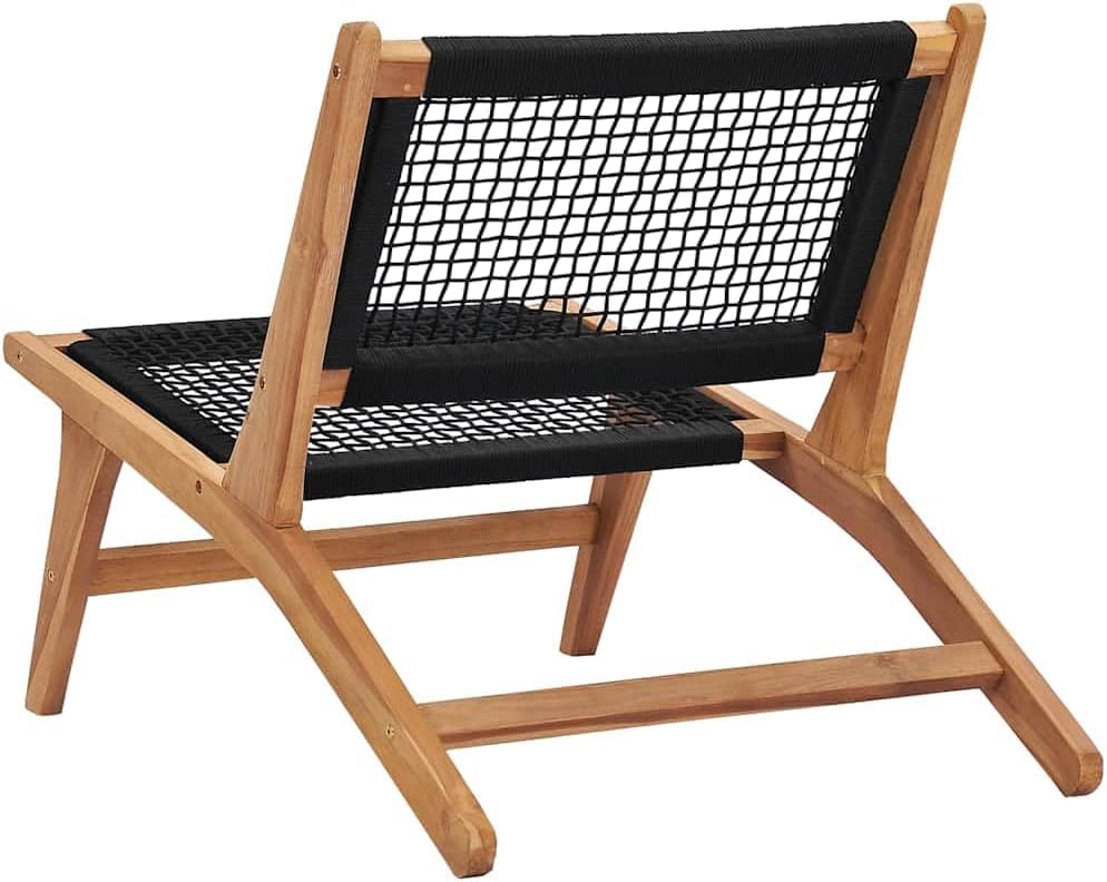 Teak Wood Sun Lounger with Detachable Footrest and Rope Design, Solid Teak Patio Chaise Lounge Chaise Lounge