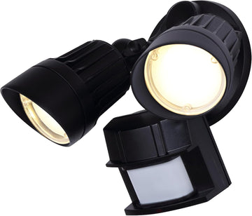 2-Light LED Security Light, Black Finish 20W, 3000K, with 180 Degree Detection Zone, Dusk to Dawn with Motion Sensing