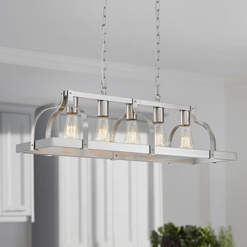Metal Chandelier Linear Pendant Ceiling Lighting Rustic Farmhouse Fixture Kitchen Island Dining Room, H 8.5"