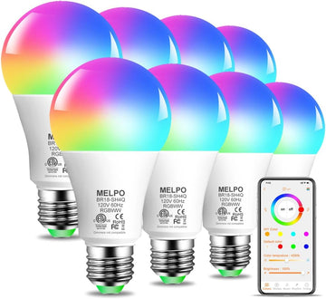 Smart RGB Light Bulbs Work with Alexa, 12W(130W Equivalent), 2700K-6000K，A19 E26 Bluetooth Color Changing Light Bulb
