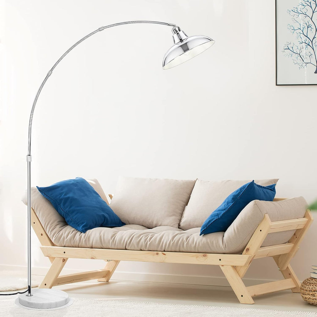 Modern 77" Arc Floor Lamp - Adjustable Sliver Standing Lamp, Rotatable Arch Metal Pole Task Lamp Over The Couch