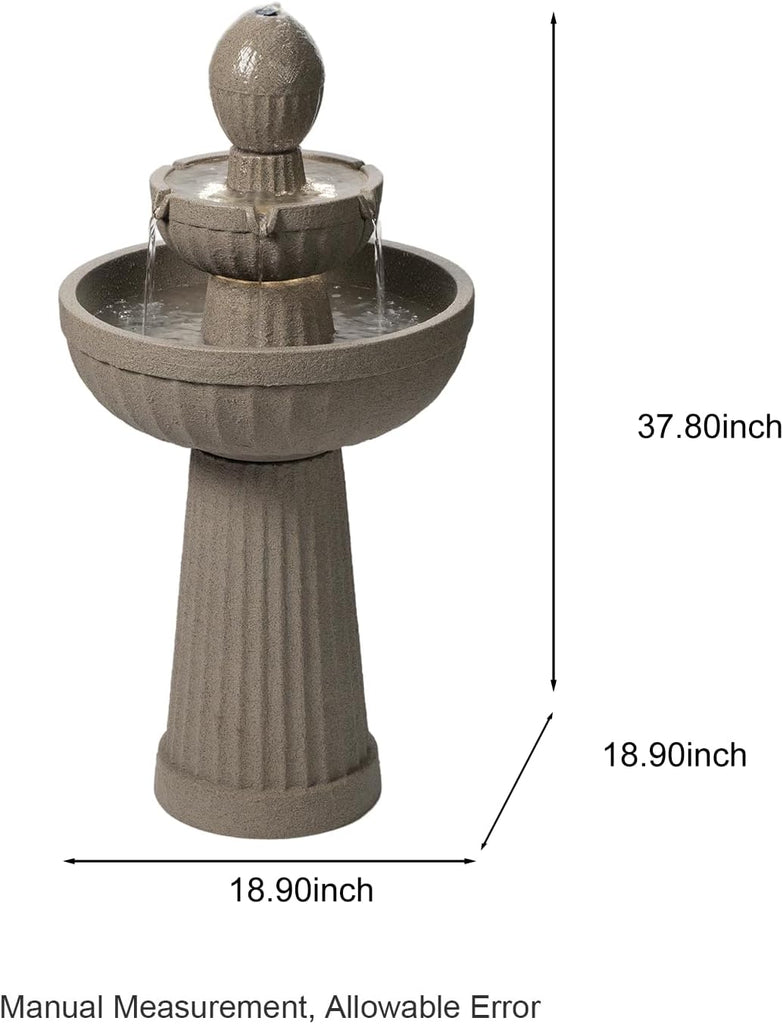 37.80” H Outdoor Water Fountain Made with Eco-Friendly Recyclable Materials, Polyethylene Cascading Waterfall Water