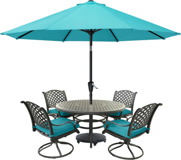 9FT Patio Umbrella with Push Button Tilt and Crank, Outdoor Market Umbrella with 8 Sturdy Ribs