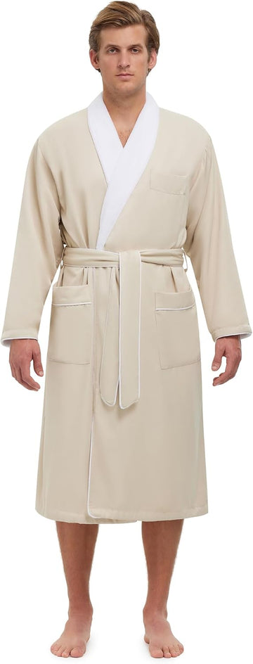 Unisex Plush Lined Microfiber Bath Robe | Soft Shell with Polyester Lining, Resort-Grade Hotel & Spa Robe with Pocket