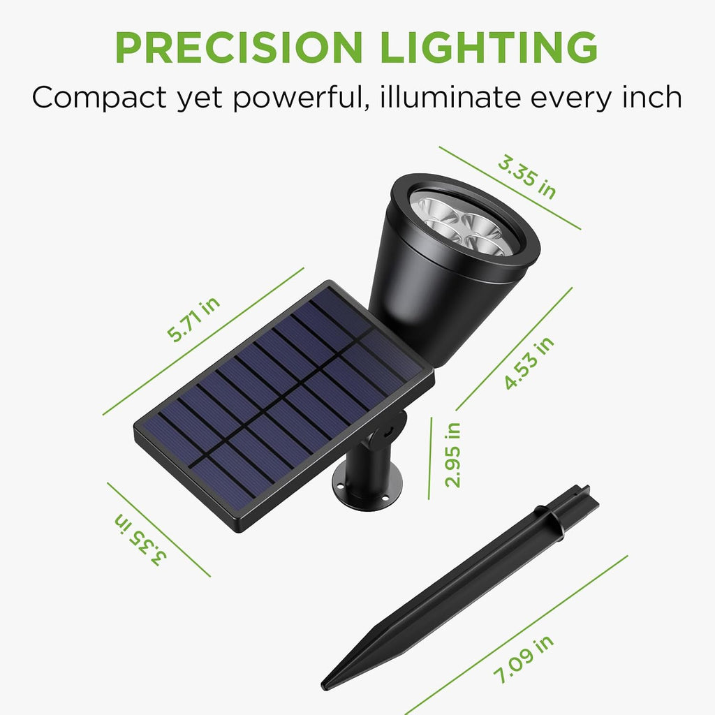 4 Solar Lights Outdoor Spot Garden Yard Landscape Flag, Warm White | Waterproof, Auto On/Off, Adjustable Brightness