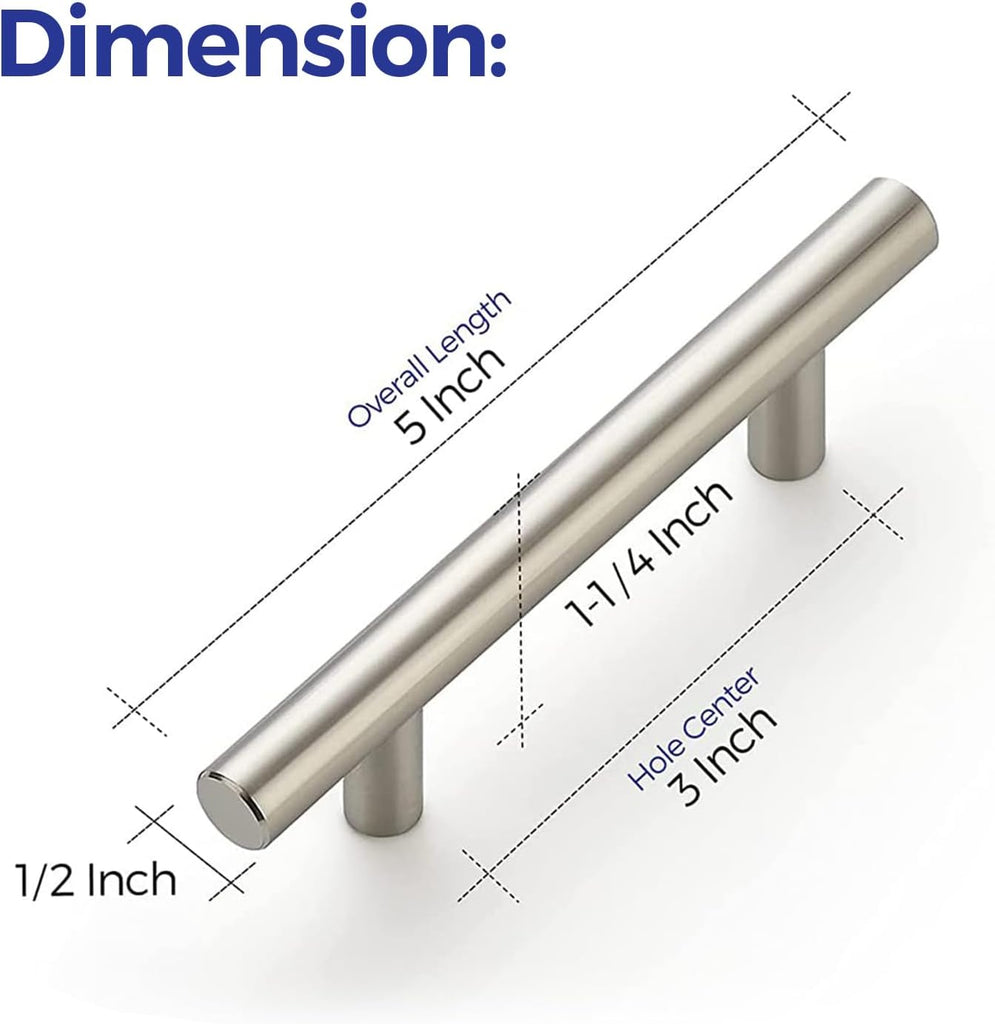 30 Pack 5'' Cabinet Pulls Brushed Nickel Stainless Steel Kitchen Drawer Pulls Cabinet Handles 3" Hole Center