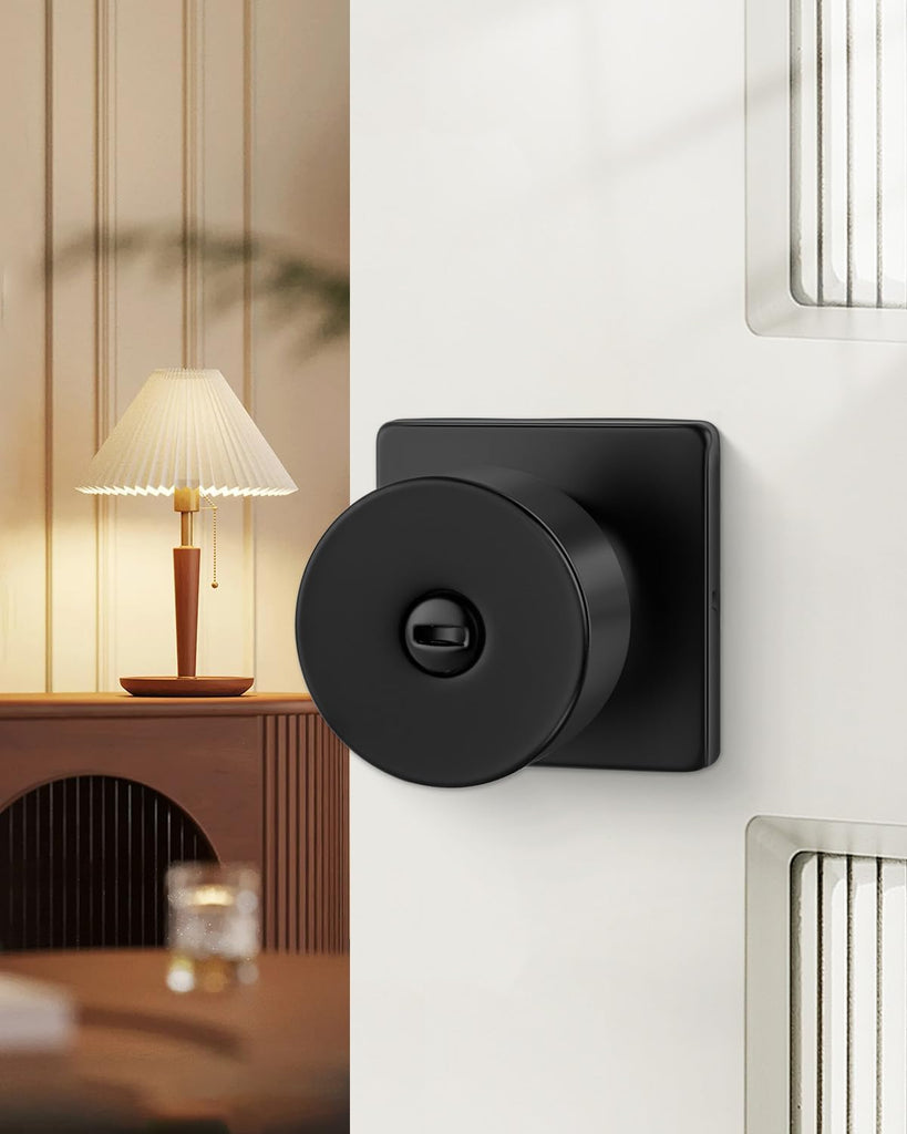 Black Door Knobs Interior, Matte Black Door Knobs Privacy Door Knob Black Interior Door Knob Bathroom (6 Pack)