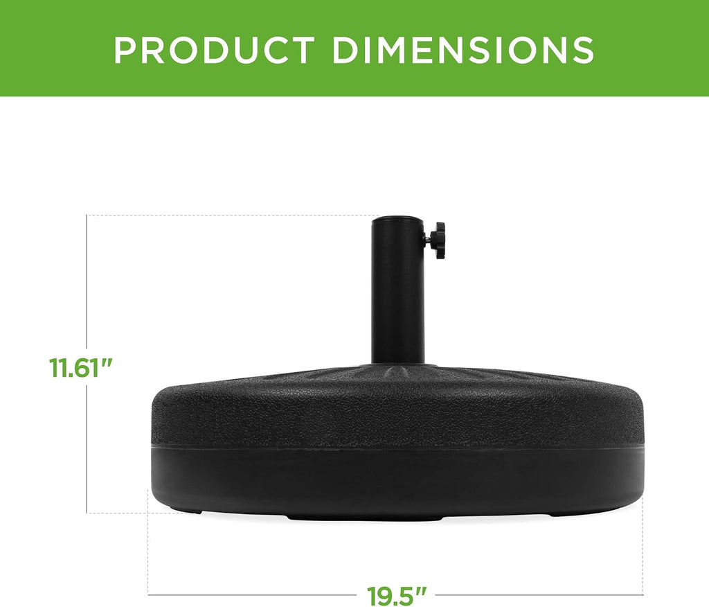 Fillable Umbrella Base Stand Round Sunburst Plastic Patio Umbrella Base Stand, Pole Holder w/ 55lbs Weight Capacity
