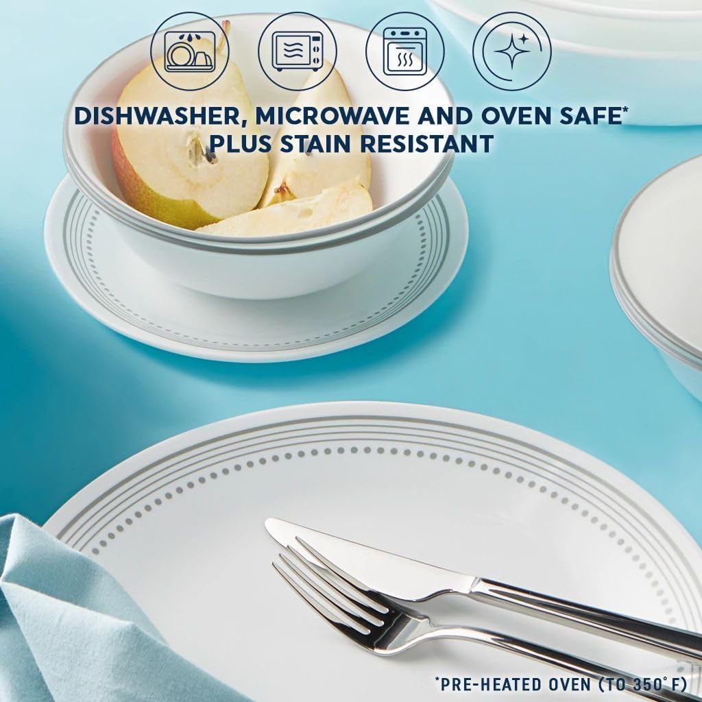 Vitrelle 18-Piece Service for 6 Dinnerware Set Triple Layer Glass and Chip Resistant