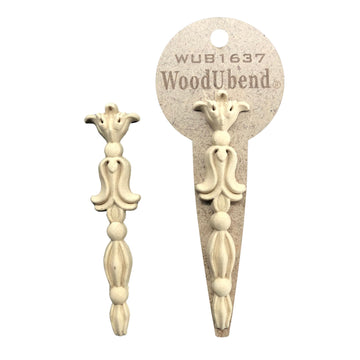 Pack of 2 Decorative Drops - Wood Appliques - Heat Bendable & Flexible Onlays 11x2.5cm - DIY Craft, Furniture