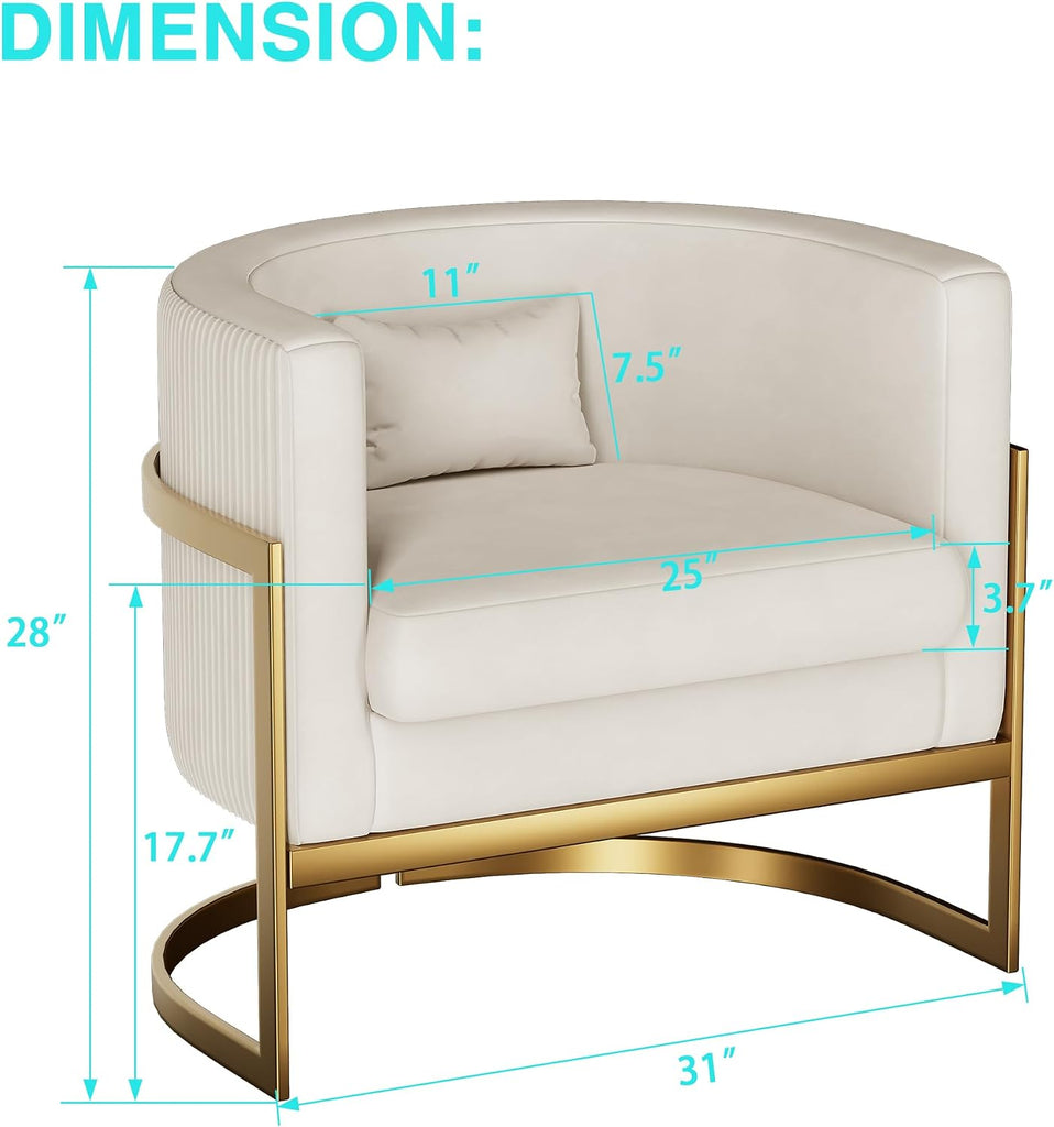 Velvet Accent Chair Modern Barrel Chair with Gold Legs Upholstered Armchair Living Room Sofa Chair Club Side Chairs