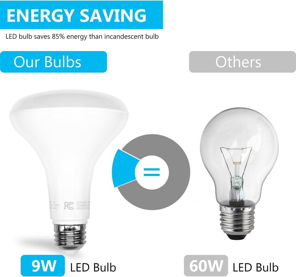 BR30 LED Light Bulbs Indoor Flood Light, 6Pack 5000K Daylight White LED Bulb 65W Equivalent, Dimmable, E26 Base