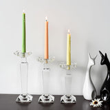 Crystal Candelabra Set, Dual-Sided Candle Holder Reversible for Taper, Tealight & Pillar Candles 3-in-1 Versatile