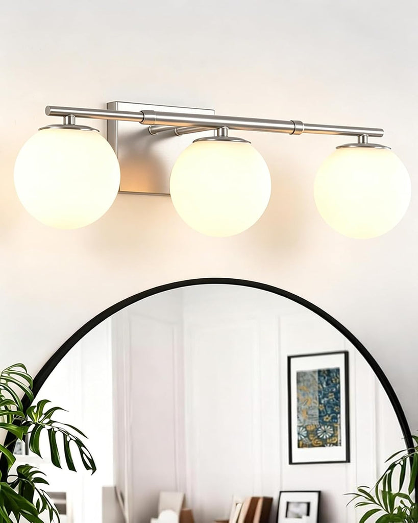 Bathroom Vanity Light Brushed Nickel 3T Wall Sconce for Mirror | Modern fixture Glass Shade brightness, Elivers even