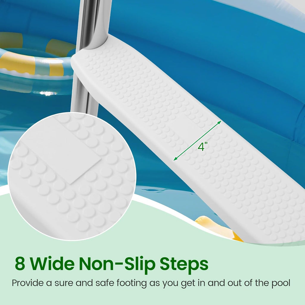 Above Ground Pool Ladder for 55" Pool Wall Height | 440 LBS Heavy Duty Stainless Steel 4-Step Double-Sided Swimming