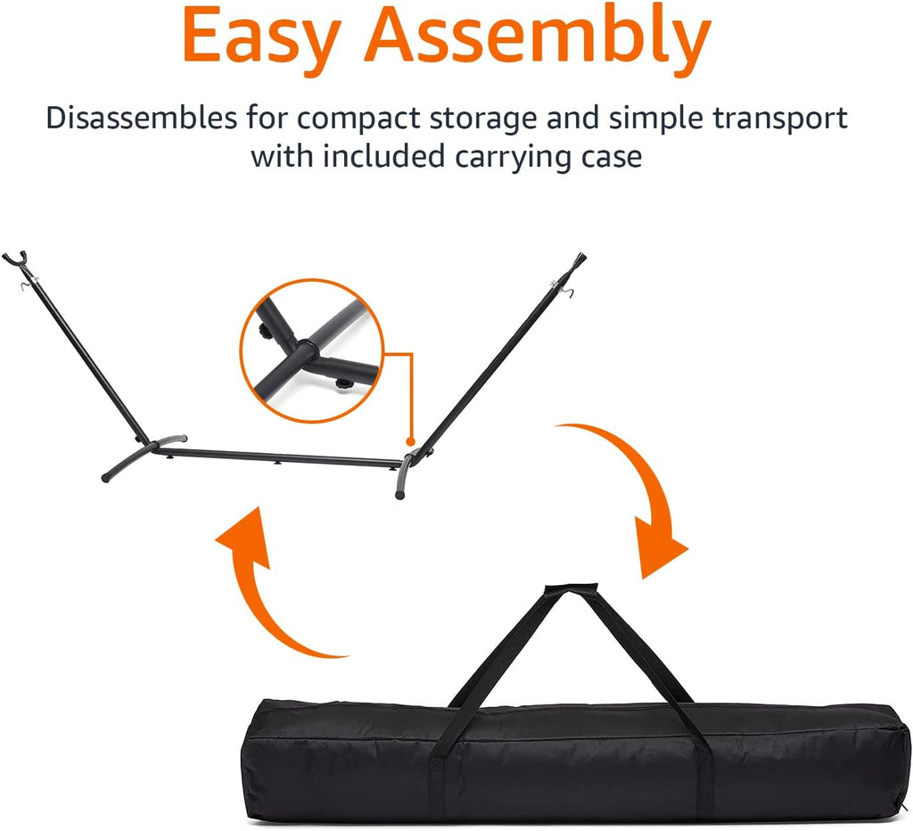 2 Person Heavy Duty Portable Sturdy Hammock Stand for Outside, Easy Assembly, Includes Carrying Case, 9 foot, Black