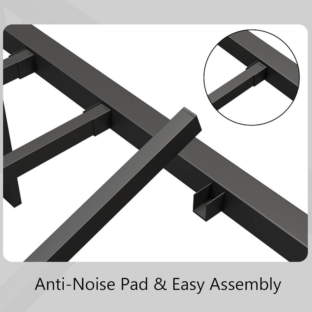 Queen Metal Platform Bed Frame/Victorian Style Headboard and Footboard/Steel Slat Support/Easy Assembly/No Box Spring