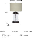 Signature Design by Ashley Tailynn Modern 25.25" Glass Table Lamp with Hardback Shade, Clear